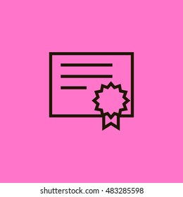 Certificate paper icon vector, clip art. With badge and ribbon. Also useful as logo, silhouette and illustration.