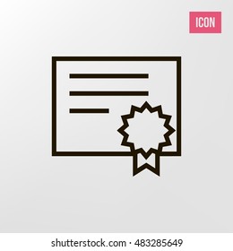 Certificate paper icon vector, clip art. With badge and ribbon. Also useful as logo, silhouette and illustration.