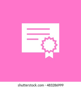 Certificate paper icon vector, clip art. With badge and ribbon. Also useful as logo, silhouette and illustration.