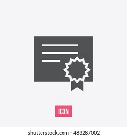 Certificate paper icon vector, clip art. With badge and ribbon. Also useful as logo, silhouette and illustration.