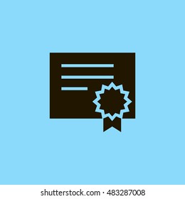 Certificate paper icon vector, clip art. With badge and ribbon. Also useful as logo, silhouette and illustration.