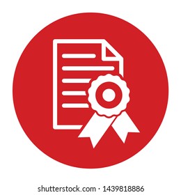 Certificate paper icon vector isolated on flat red round button illustration