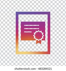 Certificate paper logo vector, clip art. With badge and ribbon. Also useful as icon, silhouette and illustration.