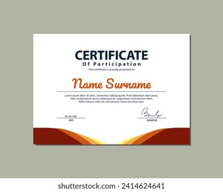 Certificado de participación en naranja y rojo