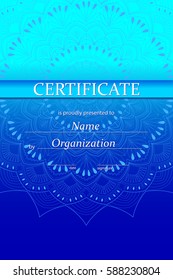 Certificate patterned with discreet outlet on background