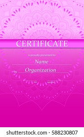 Certificate patterned with discreet outlet on background