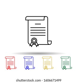 Certificate, pen, doc multi color style icon. Simple thin line, outline vector of law and justice icons for ui and ux, website or mobile application