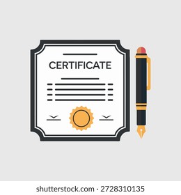 certificado com ícone de caneta para prêmio ou reconhecimento