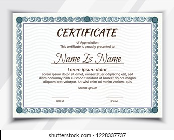 Certificate Potrait Landscape Template Diploma Border Stock Vector 