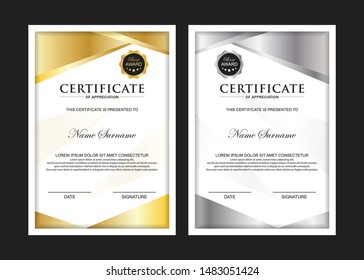 Certificate Premium set template awards diploma background vector modern value design and layout luxurious.cover leaflet elegant vertical Illustration