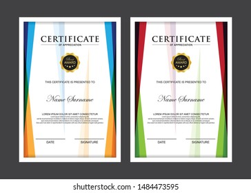 Certificate Premium set template awards diploma background vector modern value design and layout luxurious.cover leaflet elegant vertical Illustration