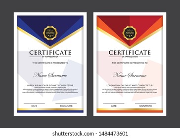 Certificate Premium set template awards diploma background vector modern value design and layout luxurious.cover leaflet elegant vertical Illustration
