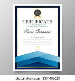 Certificado Premium Plantilla otorga diploma Vector de fondo Diseño de valor moderno y diseño lujoso. Folleto de cubierta Vertical elegante Ilustración en patrón de tamaño.