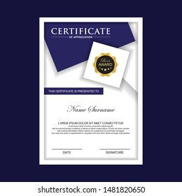 Certificate Premium template awards diploma background vector modern value design and layout luxurious.cover leaflet elegant vertical Illustration