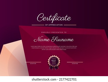Certificate Premium template awards diploma background vector. Modern value design and luxurious layout cover leaflet. Elegant horizontal Illustration in size pattern