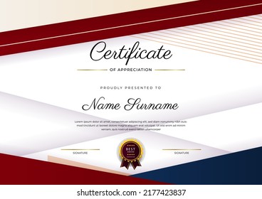 Certificate Premium template awards diploma background vector. Modern value design and luxurious layout cover leaflet. Elegant horizontal Illustration in size pattern
