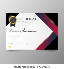 Certificate Premium template awards diploma background vector modern value design and layout luxurious. cover leaflet elegant horizontal Illustration in size pattern.