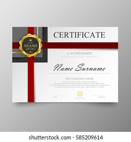 Certificate Premium template awards diploma background vector modern value design and layout luxurious .cover leaflet elegant horizontal Illustration in size pattern.