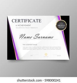 Certificate Premium template awards diploma background vector modern value design and layout luxurious .cover leaflet elegant horizontal Illustration in size pattern.
