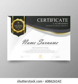 Certificate Premium template awards diploma background vector modern value design and layout luxurious .cover leaflet elegant horizontal Illustration in size pattern.