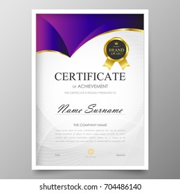 Certificate Premium template awards diploma background vector modern value design and layout luxurious.cover leaflet elegant vertical Illustration in size pattern.