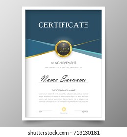 Certificate Premium template awards diploma background vector modern value design and layout luxurious.cover leaflet elegant vertical Illustration in size pattern.
