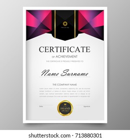 Certificate Premium template awards diploma background vector modern value design and layout luxurious.cover leaflet elegant vertical Illustration in size pattern.