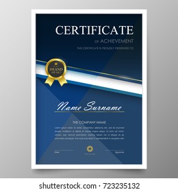 Certificate Premium template awards diploma background vector modern value design and layout luxurious.cover leaflet elegant vertical Illustration in size pattern.