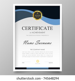 Certificate Premium template awards diploma background vector modern value design and layout luxurious.cover leaflet elegant vertical Illustration in size pattern.
