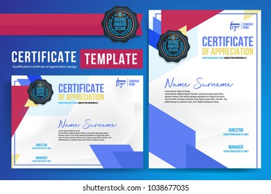 Certificate, Qualification Certificate of appreciation design. 