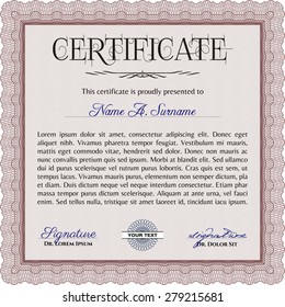 Certificate. With quality background. Beauty design. Vector illustration.