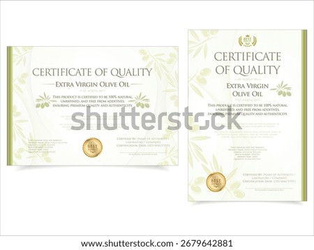 Certificate of quality extra virgin olive oil template diploma vintage border award background winner achievement certificate or diploma design collection