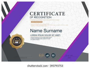 Certificate OF RECOGNITION frame design Colorful template layout template in A4 size