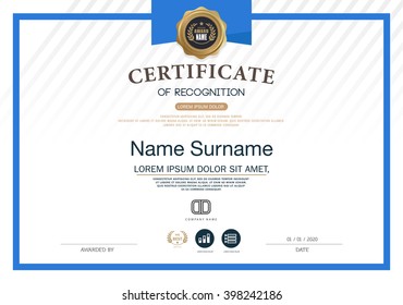 Certificate OF RECOGNITION Frame Design Template Layout Template In A4 Size