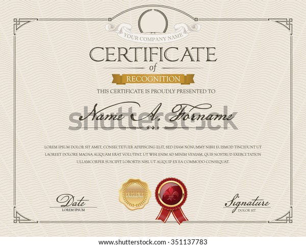 certificate recognition laurel wreath elegant frame stock free certificate of recognition