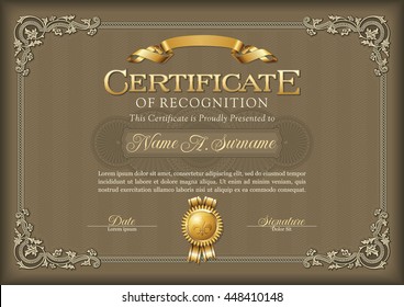 Certificate Of Recognition Vintage Frame. 