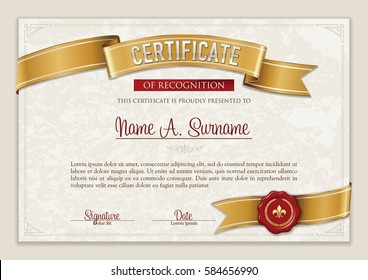 Certificate of Recognition. Vintage Frame. Landscape.