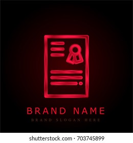 Certificate red chromium metallic logo