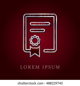 Certificate Red Crystal Ruby with Silver Precious Jewel Icon / Logo Design