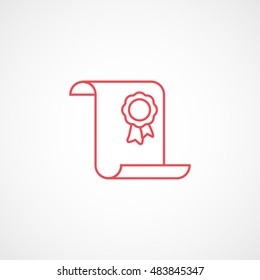 Certificate Red Flat Icon On White Background