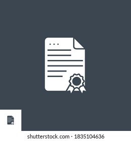 Certificate related vector glyph icon. Isolated on black background. Vector illustration.