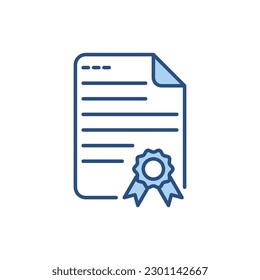 Certificate related vector line icon. College degree. University paper. Official contract. Isolated on white background. Vector illustration. Editable stroke