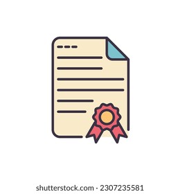 Certificate related vector line icon. College degree. University paper. Official contract. Isolated on white background. Vector illustration. Editable stroke