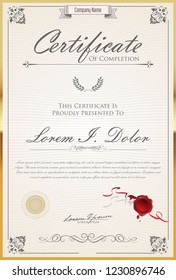 Certificate retro design template