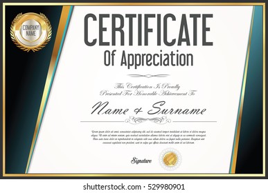 Certificate retro design template 