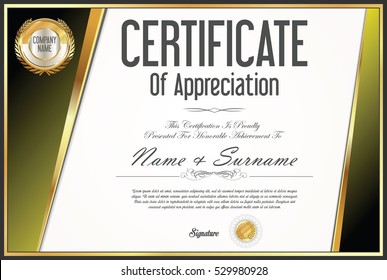 Certificate retro design template 