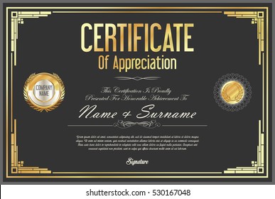 Certificate retro design template