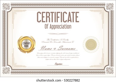 Certificate retro design template 