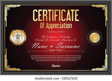 Certificate retro design template