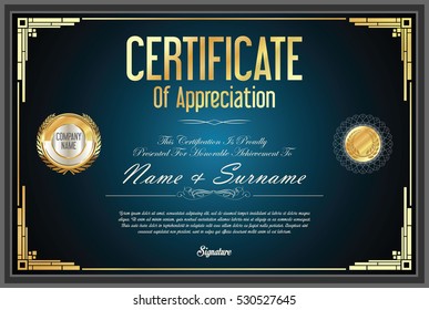 Certificate retro design template